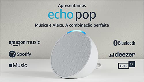 Echo Pop | Smart speaker compacto com som envolvente e Alexa | Cor Preta