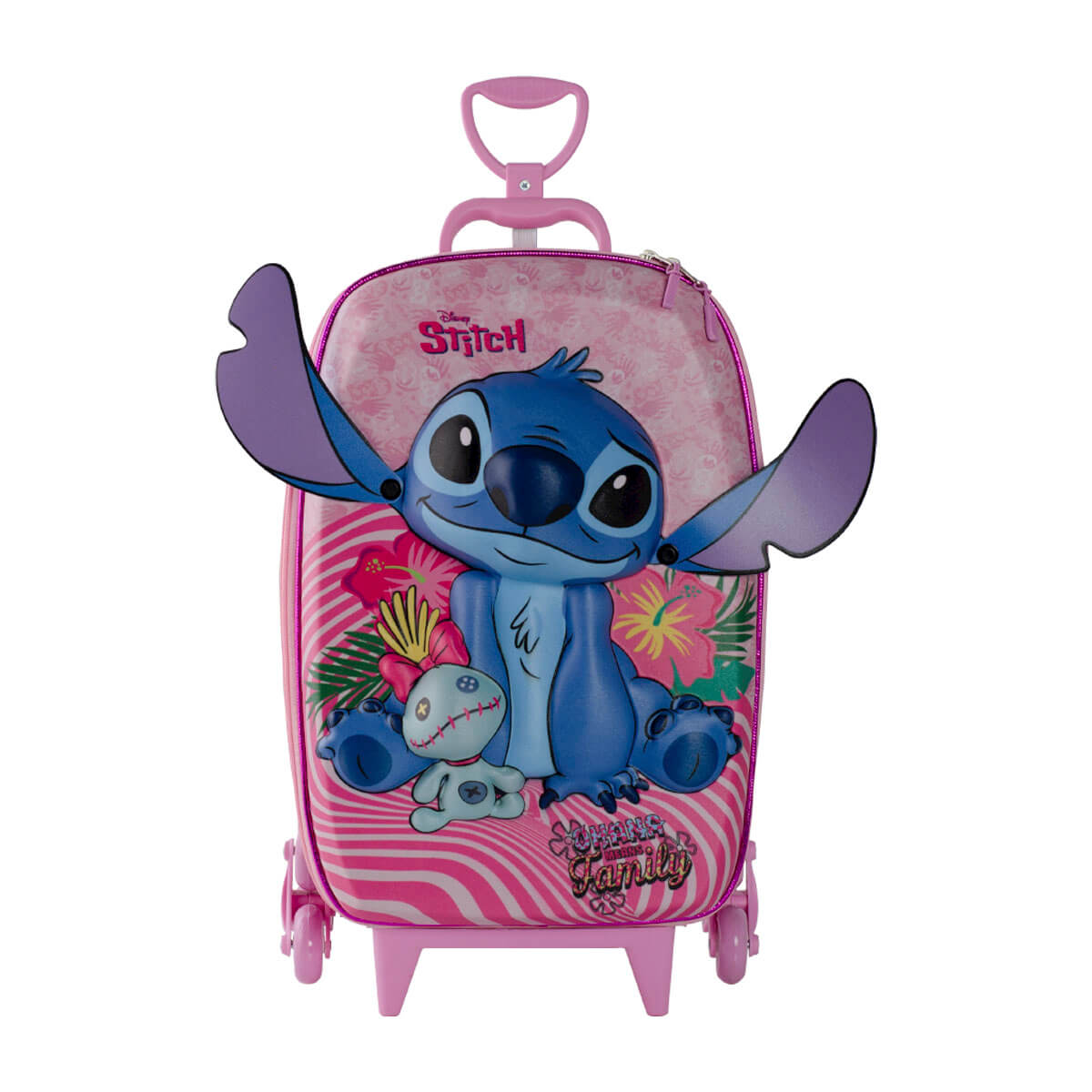 Mochila Infantil Rodinha Stitch 3D 2025 + Lancheira