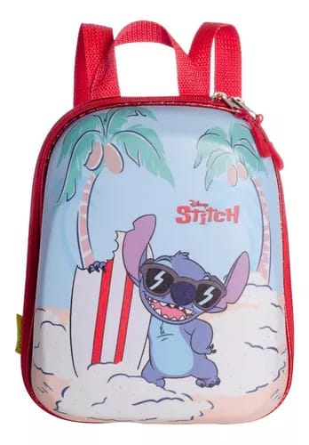 Mochila Infantil Rodinha Stitch 3D 2025 + Lancheira