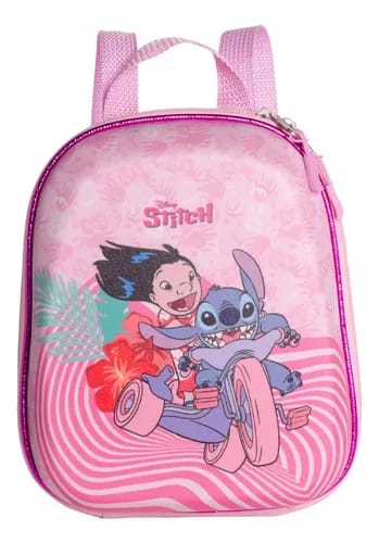 Mochila Infantil Rodinha Stitch 3D 2025 + Lancheira